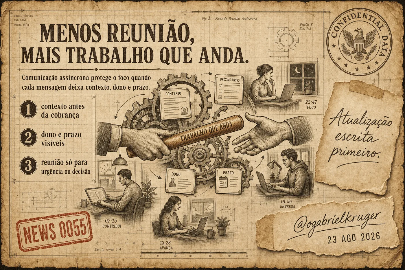 Capa da News 0055: Menos reunião, mais trabalho que anda