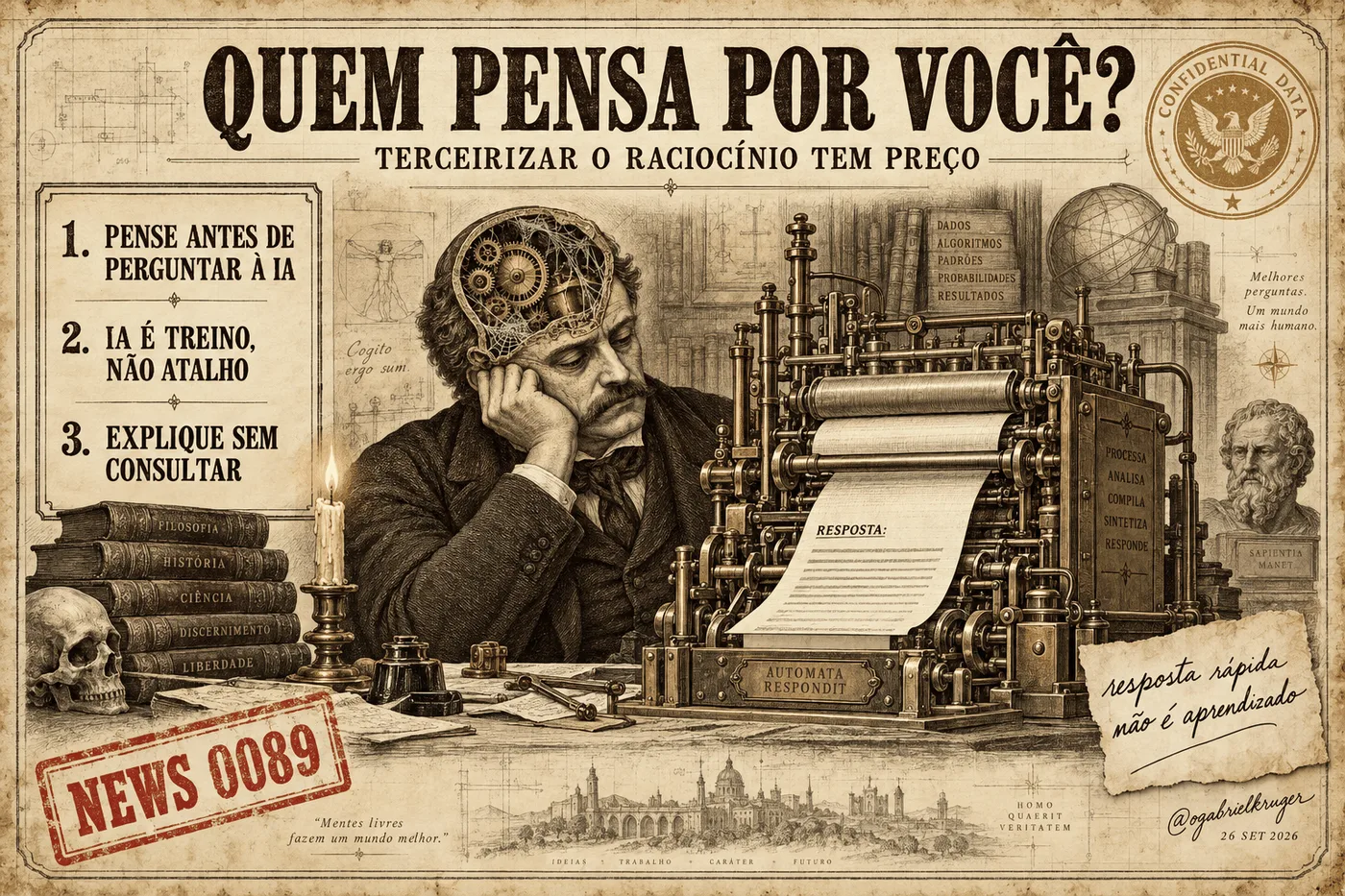 Capa da News 0089: Quem pensa por você? O preço de terceirizar o raciocínio